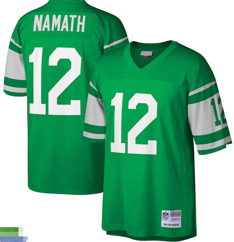 Custom Men New York Jets Joe Namath Mitchell Ness Green Retired Player Legacy Replica nfl Jersey